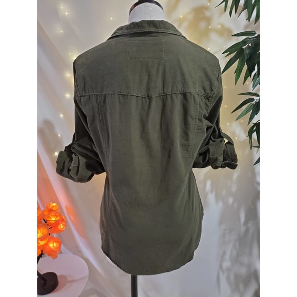 Bella Dahl x Anthropologie Corduroy Button-Up Shirt Women’s Medium (Olive Green) - Picture 4 of 10